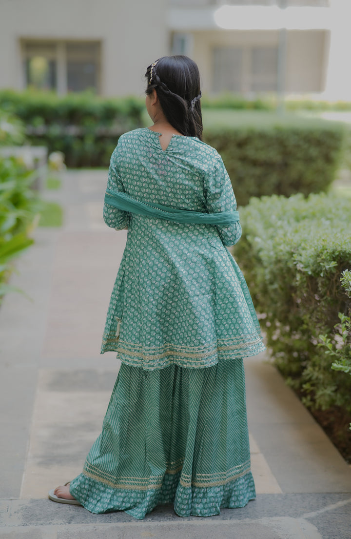 Green Clover Sharara Set