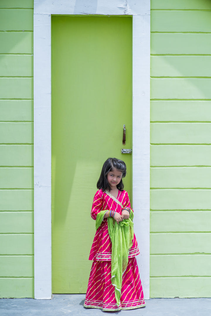 Pink Leheriya Sharara Set