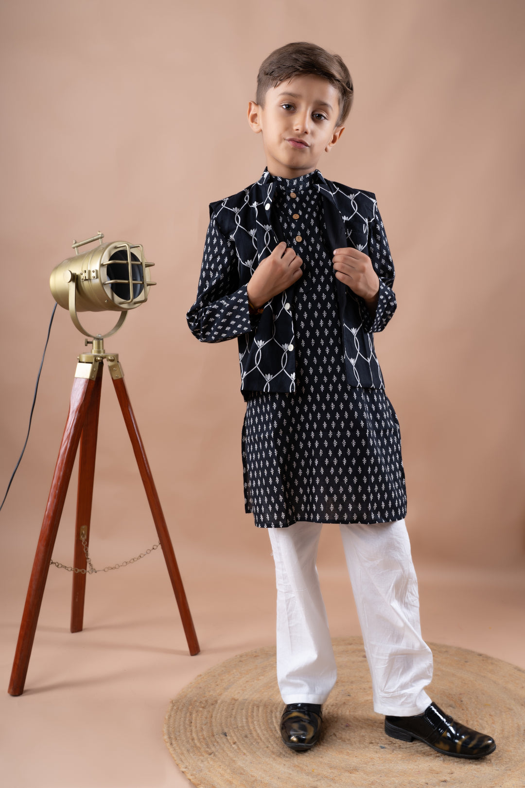 Black Motif Bandi and Kurta Set