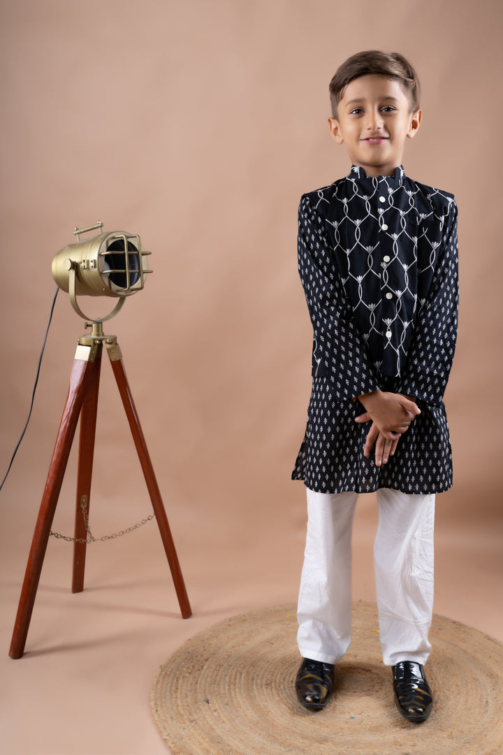 Black Motif Bandi and Kurta Set