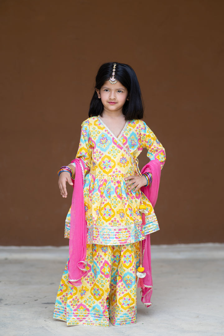 Multicolour Angrakha Kurta Set