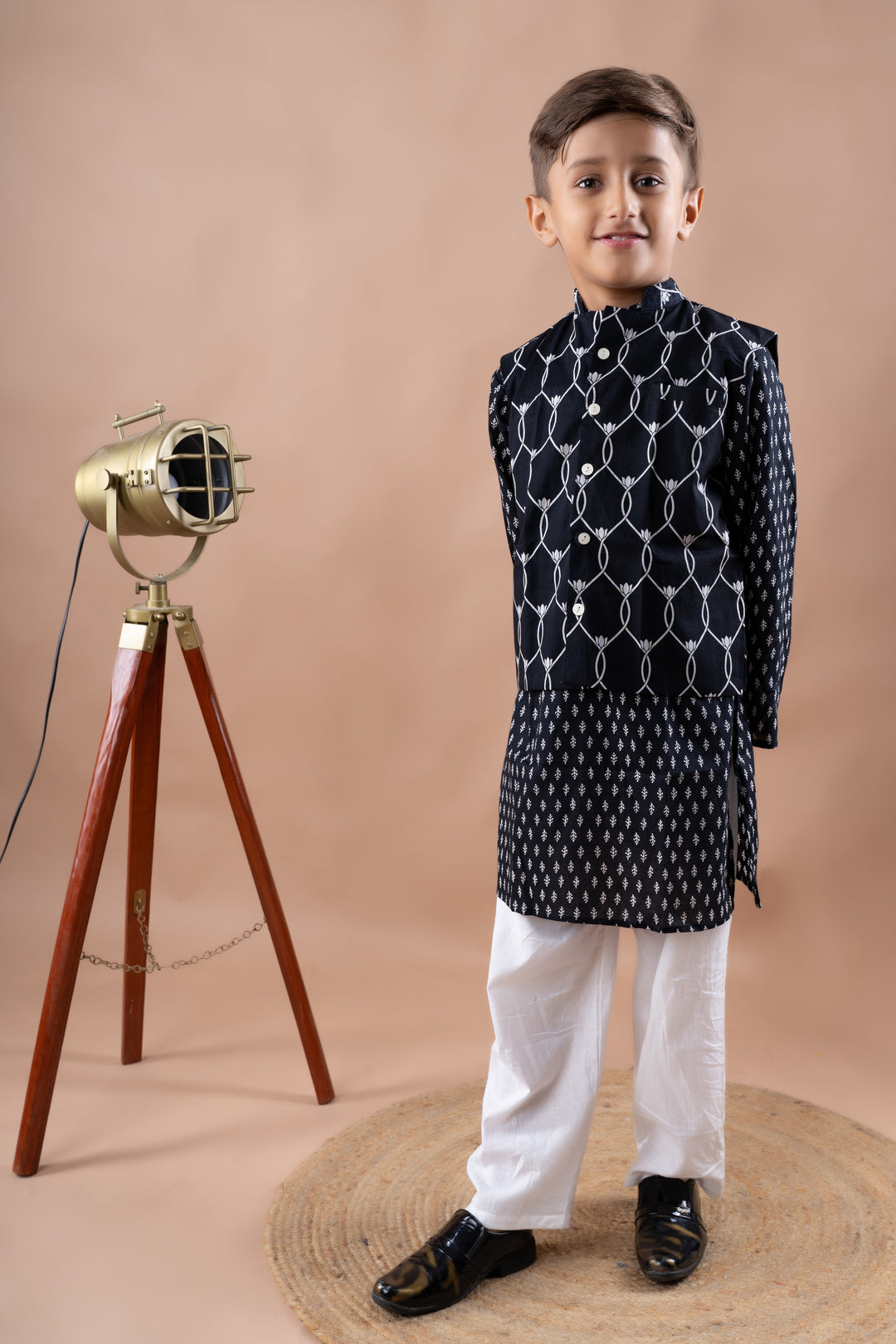 Black Motif Bandi and Kurta Set