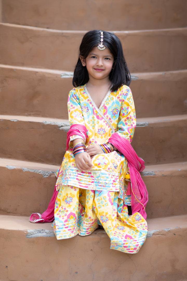 Multicolour Angrakha Kurta Set