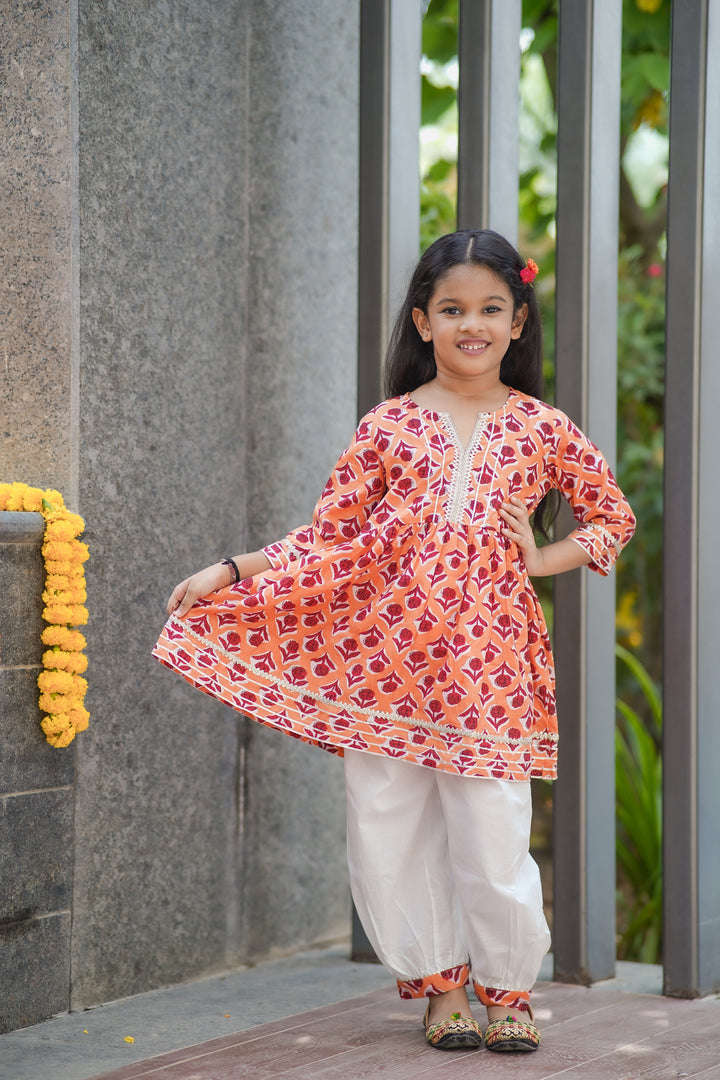 Orange Peplum with Harem Pants