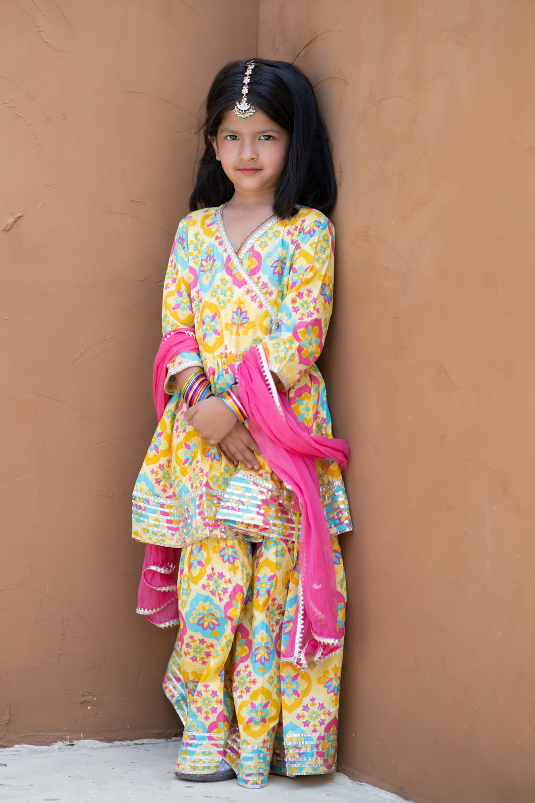 Multicolour Angrakha Kurta Set