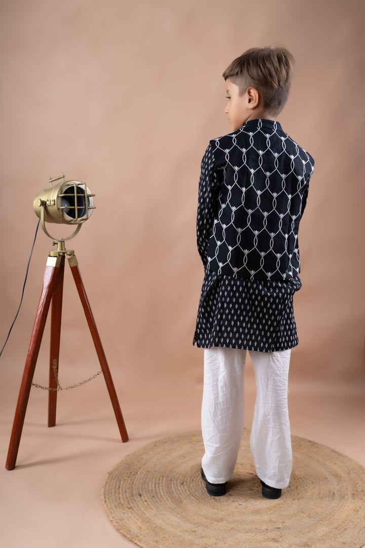 Black Motif Bandi and Kurta Set