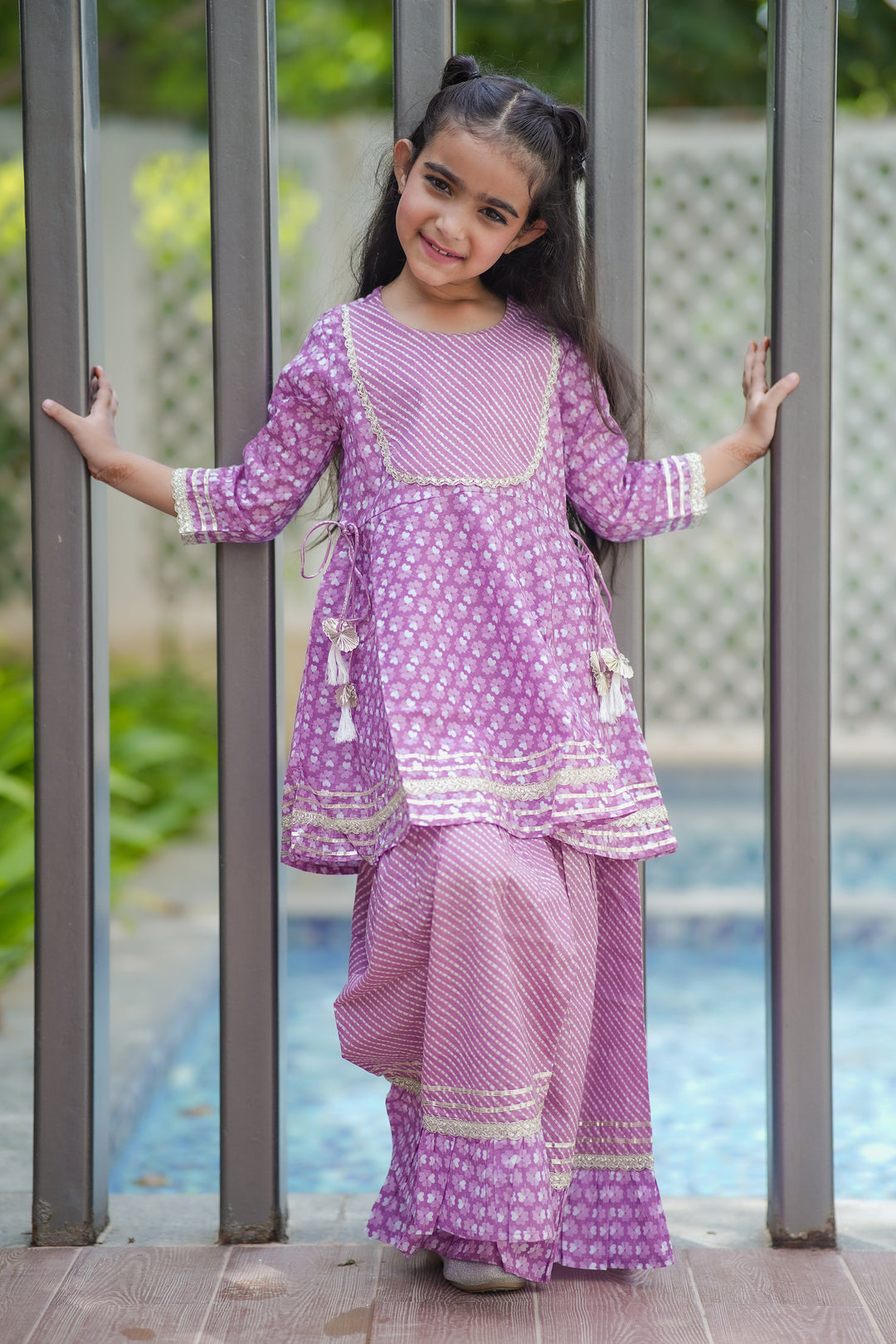 Lilac Floral Sharara Set