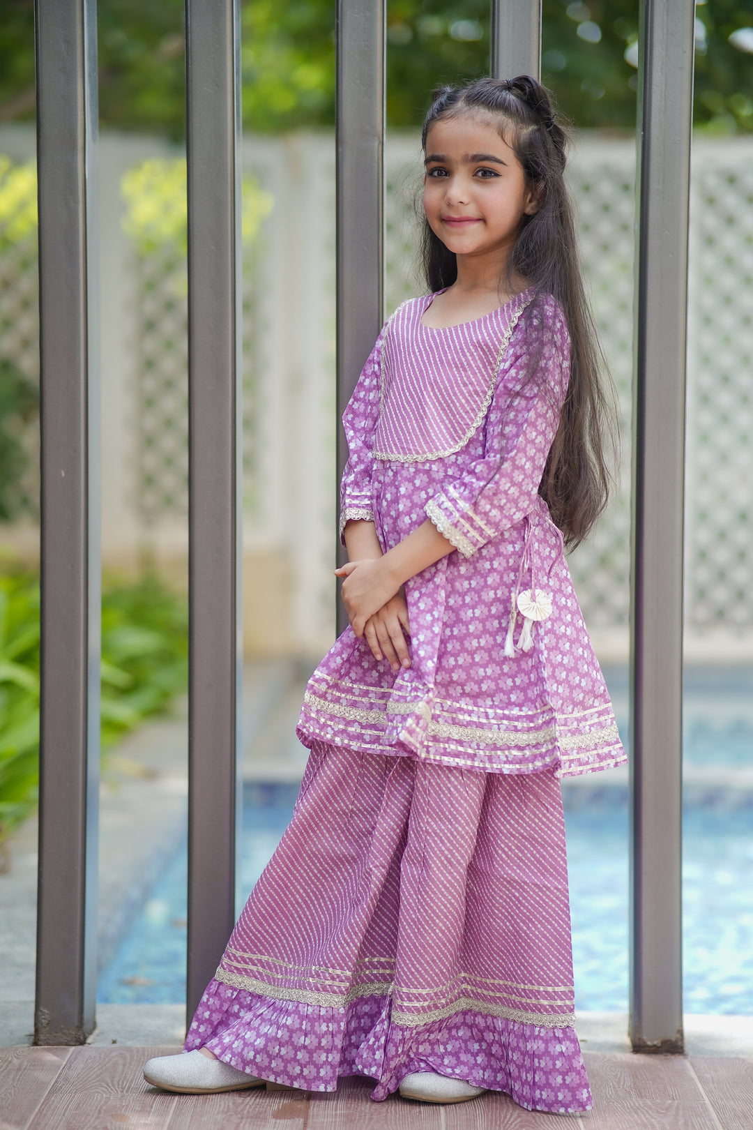 Lilac Floral Sharara Set