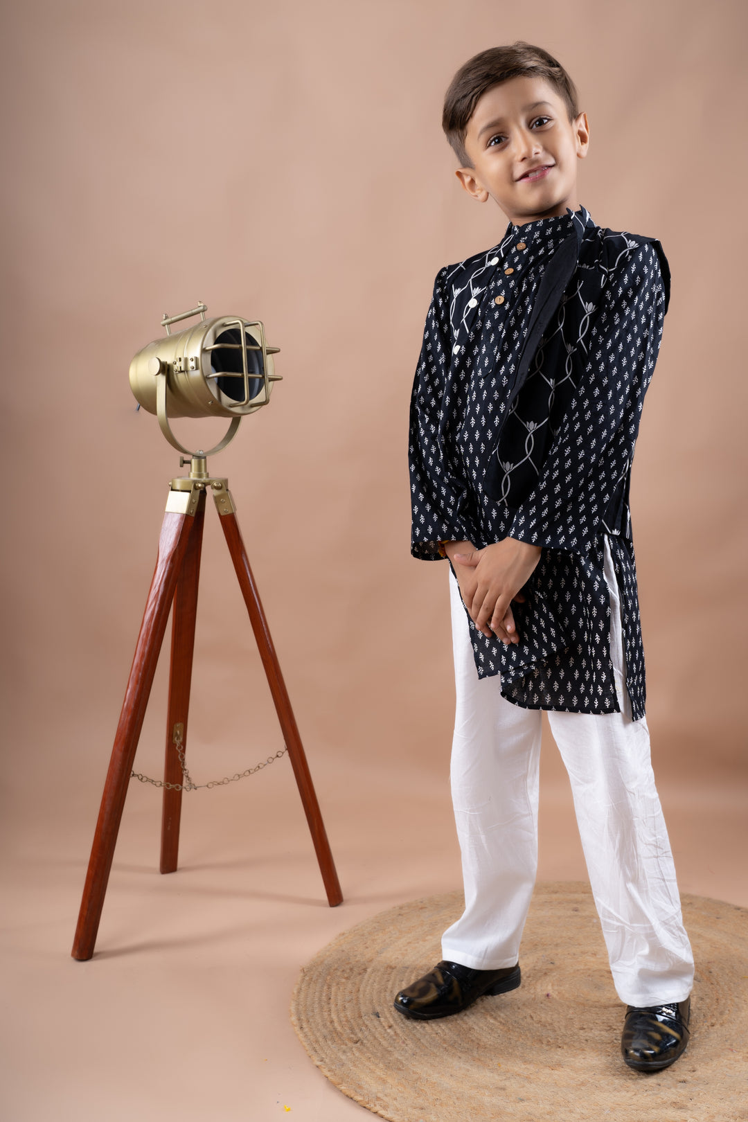 Black Motif Bandi and Kurta Set