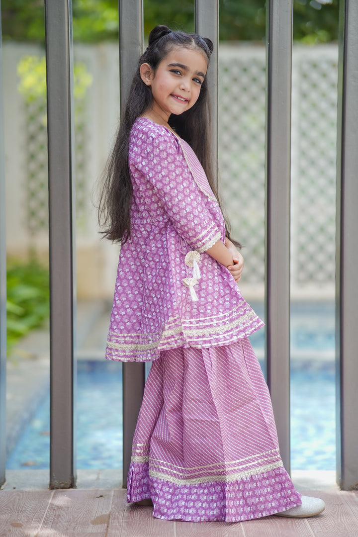 Lilac Floral Sharara Set