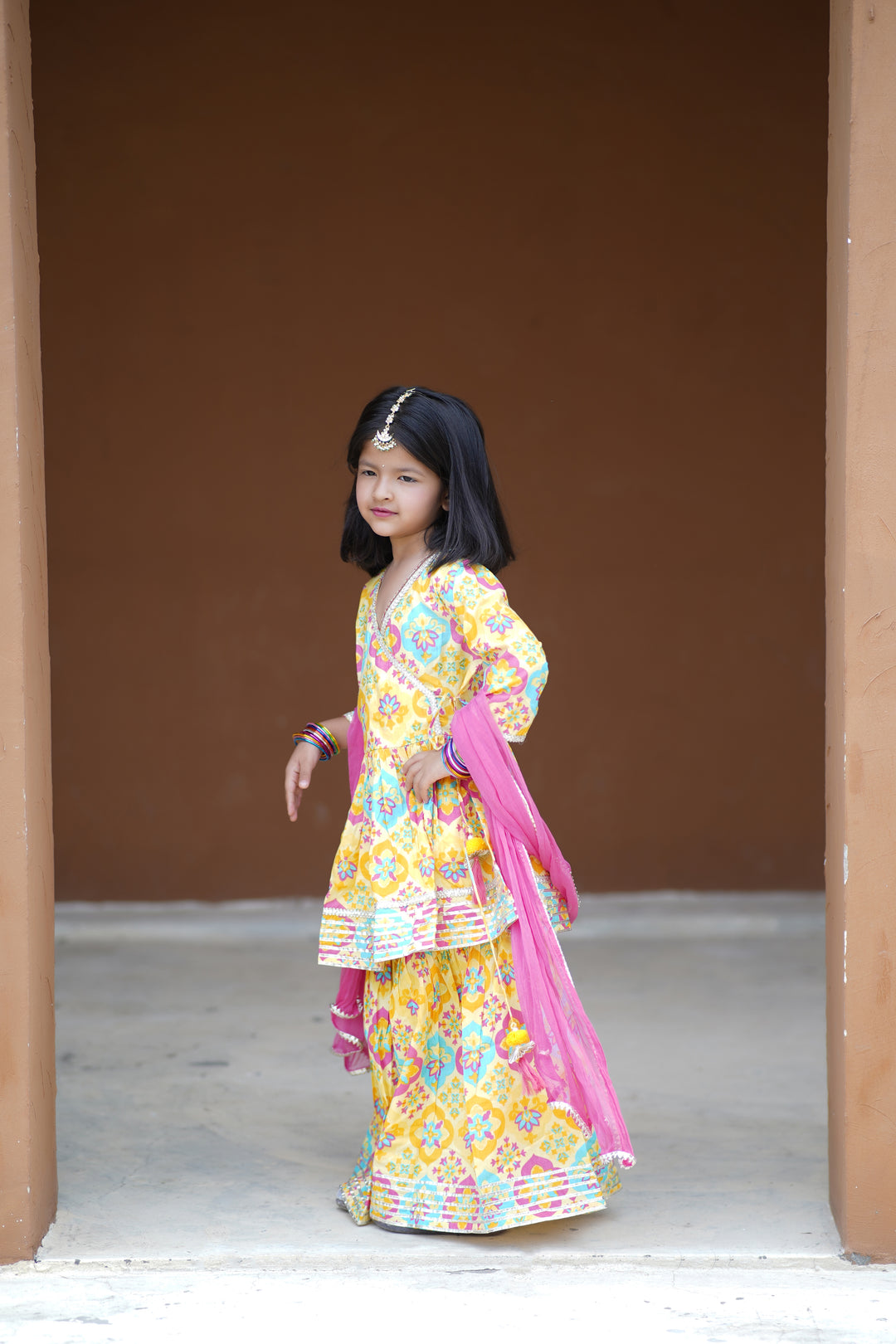 Multicolour Angrakha Kurta Set