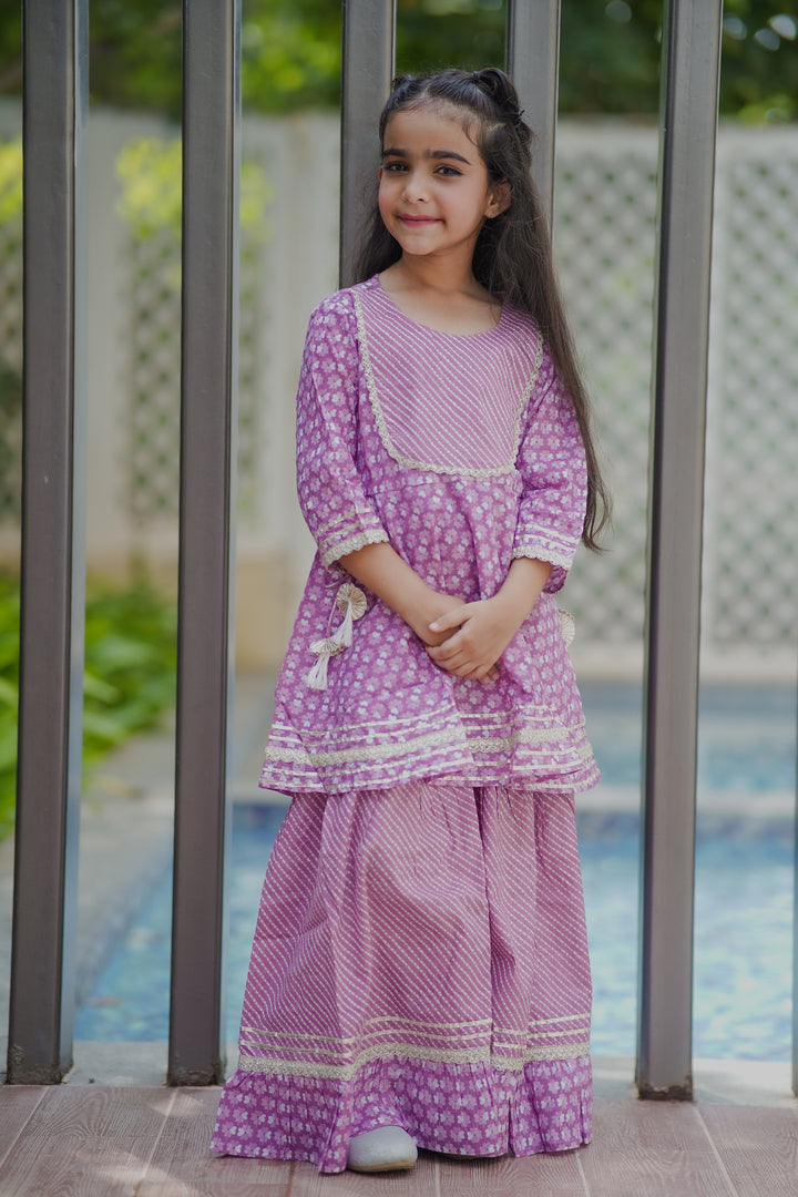 Lilac Floral Sharara Set