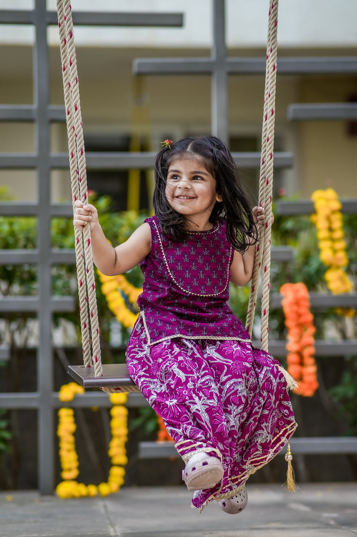 Plum Purple Kurti & Lehenga Set