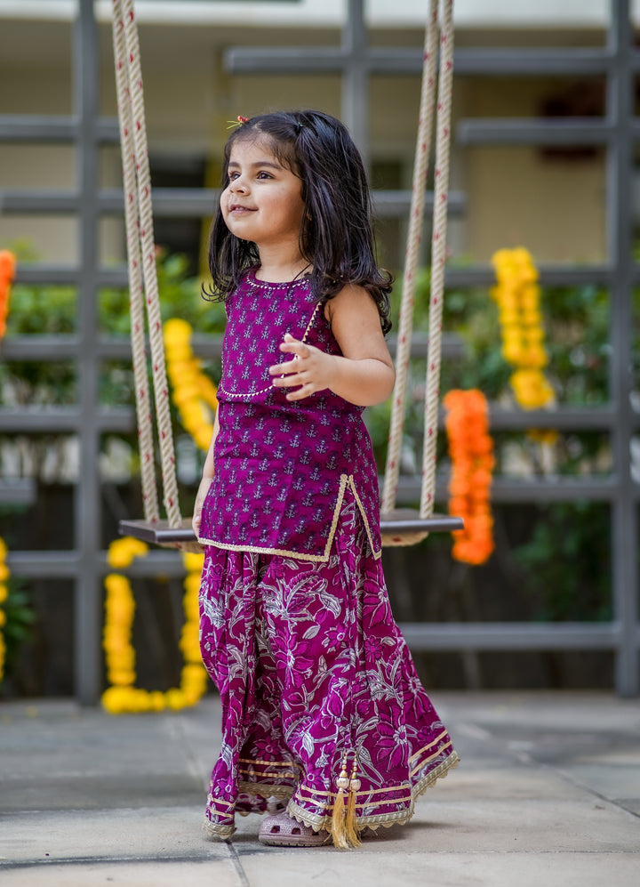 Plum Purple Kurti & Lehenga Set