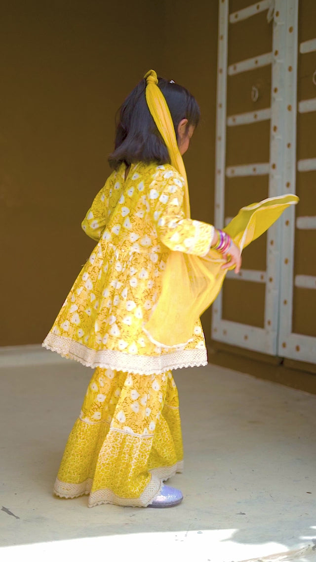 Yellow Floral Sharara Set